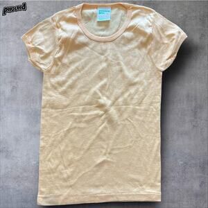 Permanent Press Shirt Womens Medium Peach Orange Short Sleeve Soft Vintage Style